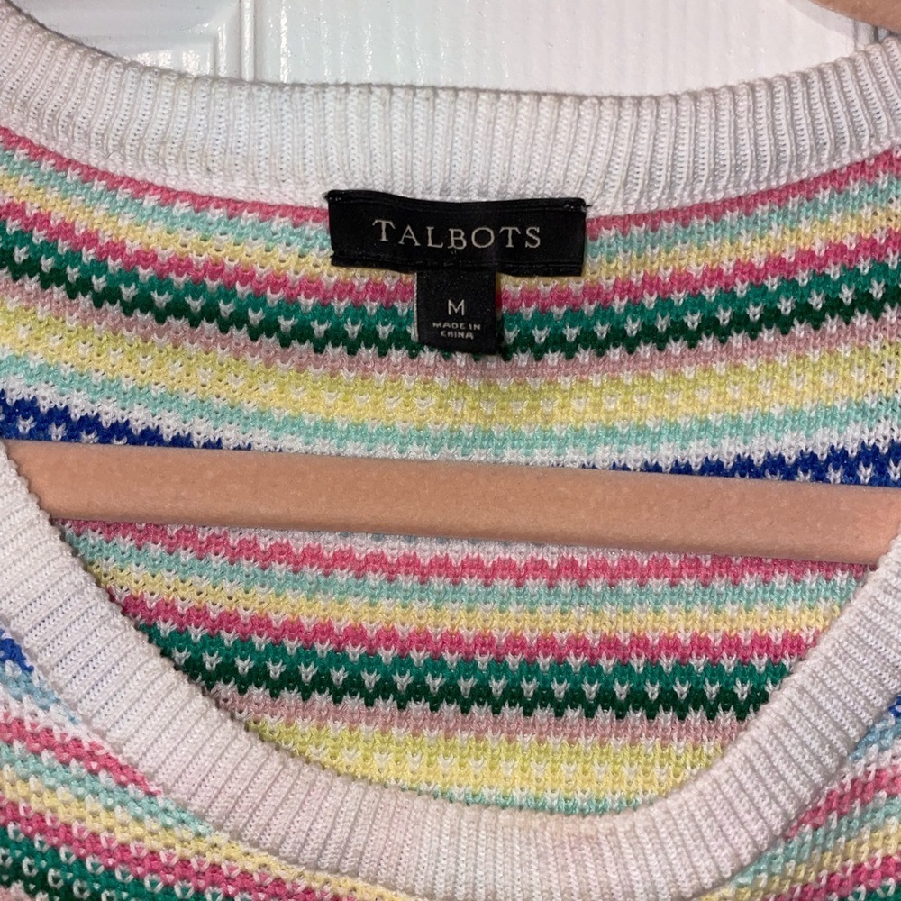 Talbots size M multi color sweater cotton/rayon blend lightweight. K - Picture 5 of 8